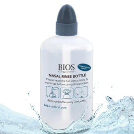 BIOS Diagnostics Nasal Rinse Bottle for Allergy, Sinusitis, and Cold Symptom Relief, 250 ml (8.5 fl oz.) Capacity, Nasal Wash/Irrigation, BPA & Latex Free, Easy to Use