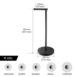 RODDEX Toilet Paper Holder Stand SUS304 Stainless Steel Freestanding Toilet Wipes Dispenser Modern Bathroom Storage Floor Free Standing Toilet Tissue Roll Holder, Matte Black Finish