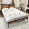 COSTWAY Queen Size Metal Bed Frame w/ Built-in Charging Station