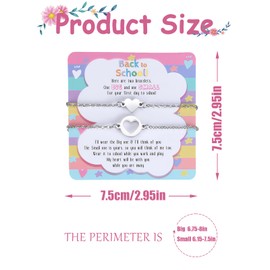 2Pc First Day of School Bracelet, Mommy and Me Matching Bracelets, Stainless Steel Bracelet with Message Card First Day of School Bracelets Gifts Set for Daughter Son from Mom