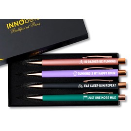 InnoBeta Gifts for Runners Men/Female, Ballpoint Pen Set of 4, Funny Runner Gifts in Birthday Christmas - Gold