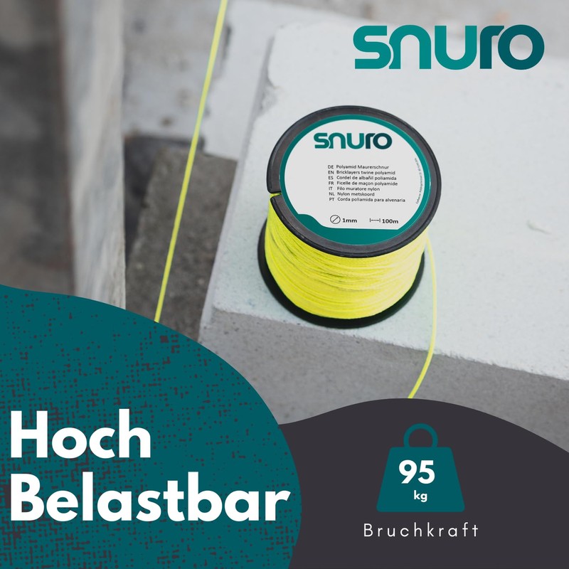 SNURO Nylon Rope (2 mm, 100 m, Yellow) - Robust
