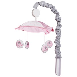 GEENNY OptimaBaby Pink Grey Elephant Musical Mobile