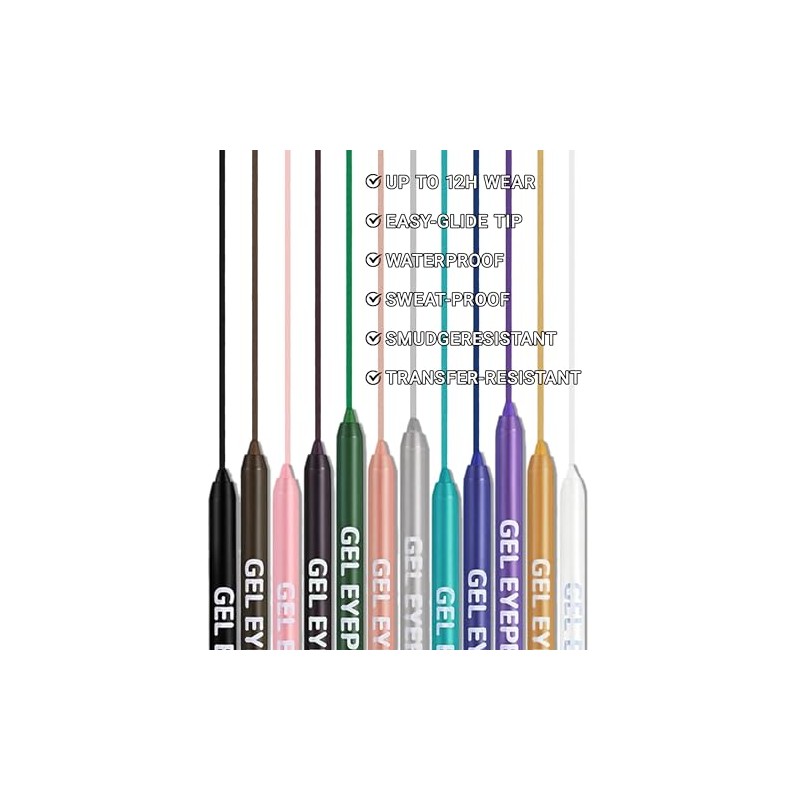 Erinde 2 Pcs Mate Lápiz Delineador de Ojos en Gel