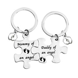 Loss Memorial Keyring Keychain Mommy Daddy of an Angel Puzzle Keyring Set Miscarriage Keepsake Baby Memorial Keyring Gift for Infant Loss Sympathy Gift Remembrance Keyring