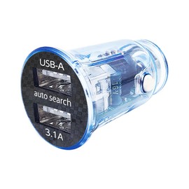 idegia PD+A Skeleton Charger, Car Charger, Clear Color, Rainbow Gradation Emitting, Rainbow LED, Supports Rapid Charging, 2 USB-A Ports, Maximum Output 3.1 A, Compact Design, Automatic Identification