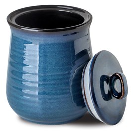 glowworm 80 Oz Large Food Storage Jar, Ceramic Coffee Canister with Airtight Lid, Cookies Containers for Candy, Flours, Rice, Pet Food, Blue