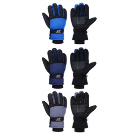 Bencailor 3 Pairs Kids Winter Gloves Waterproof Snow Ski Gloves Warm Outdoor Windproof Adjustable Gloves for Cold Weather (Blue, Gray, Dark Blue,10-15 Years)