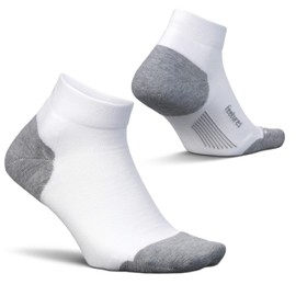 Feetures Elite Max Cushion Low Cut Sock - Athletic Running Sock - Sport Sock with Targeted Compression - New White, S (1 Pair)