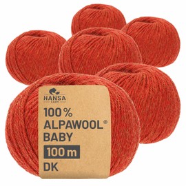 100% Baby Alpaca Wool in 50+ Colours (Scratch-Free) – 300 g Set (6 x 50 g) – Soft Alpaca Wool for Knitting & Crochet in 6 Yarn Sizes by Hansa-Farm