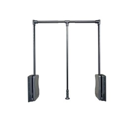 Wardrobe lift clothes rack,Pull Down Closet Rod for Hanging Clothes, Retractable Wardrobe Hanger for Cabinet, Aluminium alloy Tubing with Plastic Housing (BLACK, LARGE:89-120CM/35-47IN)