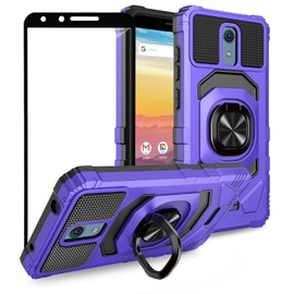 Ailiber Case for AT&T Radiant Core(U304A)/Cricket Icon(U304)/Cricket Vision 2 U304AC/Vision 3/Wiko Ride(W-U300)/AT&T Calypso(U318AA) Case with Screen Protector, Military-Grade Rotate Ring Stand-Purple