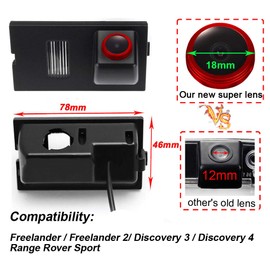 【Cool Red】 1280 * 720 pixels 1000TV lines 18mm Lens Car License Plate Light Rear View Camera, Waterproof night vision, for Freelander/Freelander 2/Discovery 3/Discovery 4/Range Rover Sport