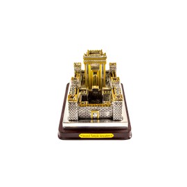 3 ARCHES USA Holy Second Temple of Jerusalem Model - Detailed Biblical Model Kit with Gold & Silver Finish - Religious Home Decor Statue on Wood Base - Sacred Jewish Historical Replica