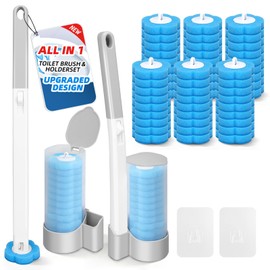 2 Pack Disposable Toilet Brush with 54 Refills, Toilet Bowl Cleaner, Toilet Brush and Holde Set, Wall Mounted Toilet Bowl Scrubber for Bathroom Maintenance