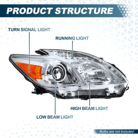Unbranded Headlight Right Passenger Side For 2012 2013 2014 2015 Toyota Prius RH Headlamp