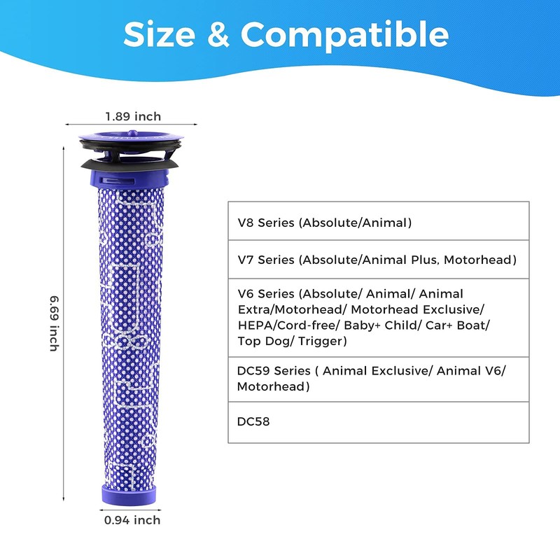 3Pack Pre Filters Replacement for Dyson - Vacuum Filter Compatible