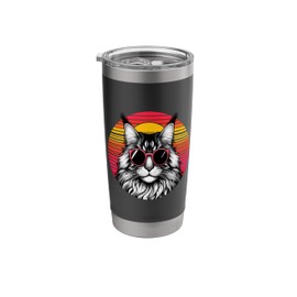 Maine Coon Cat Retro Vintage Sunset Sunglasses 70s Stainless Steel Insulated Tumbler