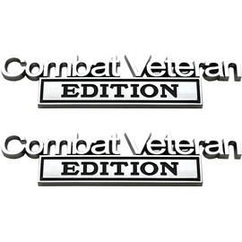 2PCS Combat Veteran Edition Emblems 3D Raised Decals Exterior Truck Stickers Replacement for F150 F250 F350 Chevy Silverado 1500 2500 (Chrome)