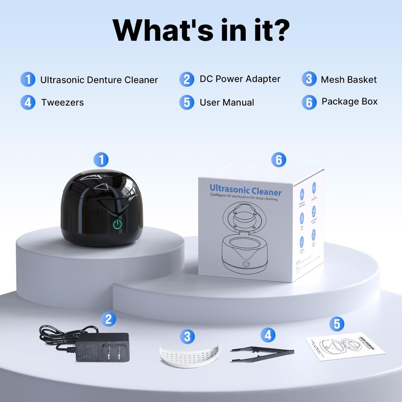 CXRUY Ultrasonic Retainer Cleaner - UV Dental Cleaning Pod Night
