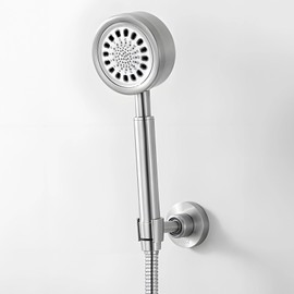 Wall Mount Shower Head Holder, 304 Stainless Steel Handheld Shower Wand Bracket, Adjustable Shower Wand Holder, Brushed Silver Finish, 360° Swivel Ball Joint, Fits 1/2" Shower Heads