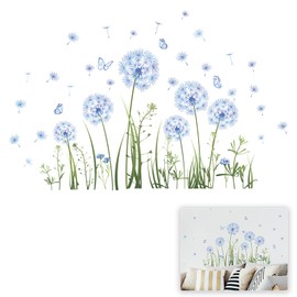 Blue Dandelion Window Sticker Window Sticker with Dadenlion Flower Wall Sticker Dandelion for Bedroom Large Wall Sticker Dandelion for Bedroom, Living Room, Window, Glass Door (Pack of 2)