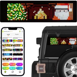 OBEST LED Scoreboard, 39 x 10.7 cm LED Scroll Programmable, Flexible LED Sign for Car, Truck, Shop, Bar, Hotel, Advertising, Smart App Control, USB Powered