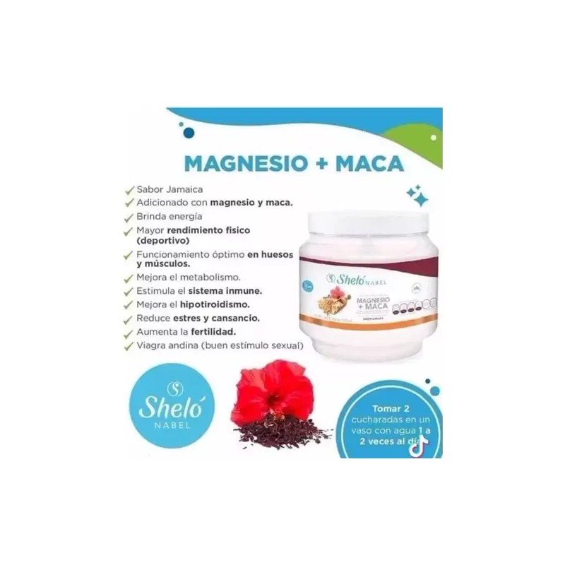 Magnesio + Maca Sheló Nabel Con Aloe Vera 450g Sabor