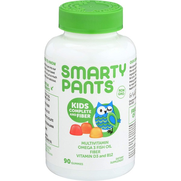 SmartyPants Kids Formula & Fiber Daily Gummy Vitamins: Gluten Free, Multivitamin & Omega 3 Fish Oil (Dha/Epa), Fiber, Methyl B12, vitamin D3, Vitamin B6, 90 Count (22 Day Supply) - Packaging May Vary