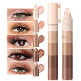 5 Color Eyeshadow Stick Set - Soft Creamy Matte Shimmer Eye Shadow Pencil - Powder Metallic Shimmer Pen Crayon - Highlighting Pigmented Waterproof Eye Shadow Stick - Classy and Long-Lasting