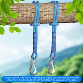 BTBHIHO Pack of 2 Swing Tree Attachment Rope, 60 cm Hanging Chair, Swing Hanging Device for Tree Hanging Chair, Playground Set, Outdoor, 10 mm Diameter, Blue Swing Connection Beam