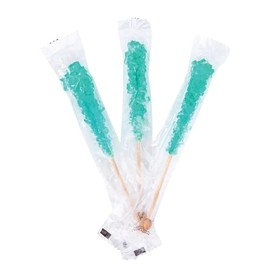 Bayside Candy Rock Candy Wrapped Sticks – Assorted and Individual Flavors – Old-Fashioned Sugar Crystal on a Stick (12ct, Light Blue Robin Eggs Blue - Cotton Candy)