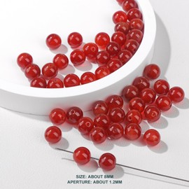 Risyfjew 50PCS 8mm Natural Carnelian Beads Gemstone Round Loose Beads for Jewelry Making Chakra Crystal Stone Beads for Bracelets Necklace Earrings Making Supplies (50pcs/Strand)