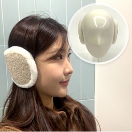 Gwidori winter cold protection puffy earmuffs beige golf earplugs 3ea