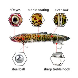ODS Fishing Lure Lifelike Loach Bait Multi Jointed Swimbait Tackle Kit with Fishing Hooks for Freshwater Saltwater