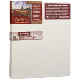 MASTERPIECE Z1MA-0712 Monet Pro 1.5" Deep Muir Belgian Linen 12.0 oz Acrylic Primed Stretched Canvas 7" x 12" White