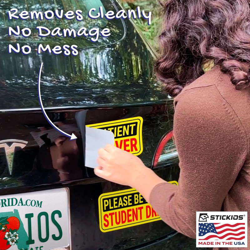 Stickios Student Driver Stickers (Non-Magnetic) for Cars & Windows -