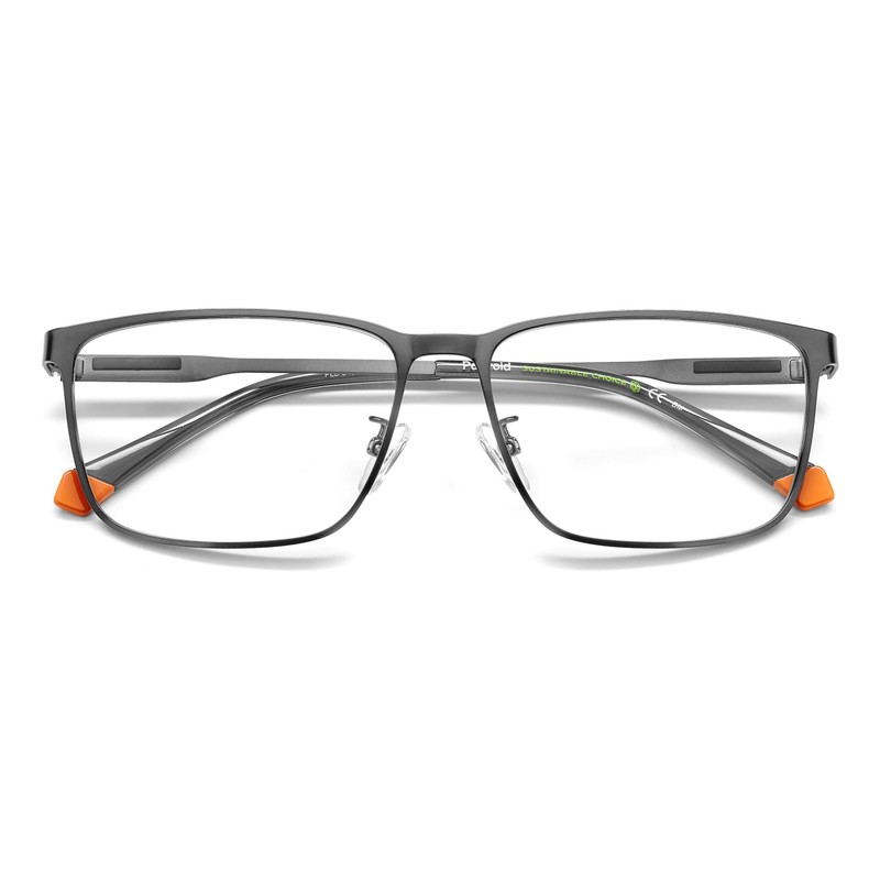 POLAROID Model PLD D494/G Men's Rectangular Metal Eyeglass Frame (Includes