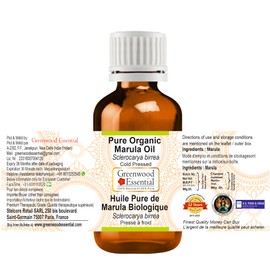 Greenwood Essential Pure Organic Marula Oil (Sclerocarya Birrea) Natural Therapeutic Quality Cold Pressed (Pack of Two) 100 ml x 2 (6.76 oz)