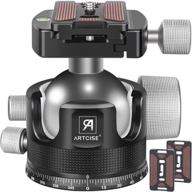 ARTCISE 55mm Low Center of Gravity Ball Head CNC Machined Aluminum 360 Degree Rotation Panoramic Ball Head Arca-Swiss Compatible Quick Shoe Free Head SLR DSLR Camcorder Max Load Capacity 40kg