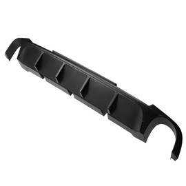 IKON MOTORSPORTS, Rear Diffuser Bumper Lip Compatible with 2013-2014 Ford Mustang V6 & GT, V6 GT Style Matte Black PP Rear Bumper Lip Spoiler Diffuser W/ V1 Style Shark Fins