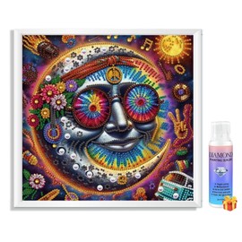 5d Diamond Painting for Adults,Diamond Painting for Adults,Moon Indian Diamond Art,Design with Black Crystal & Sealant, DIY Craft Gift for Home Decor & Stress Relief 12x12in