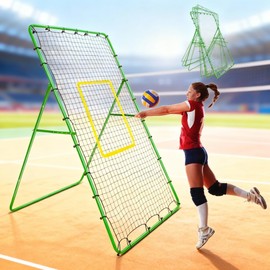 Halloscume Volleyball Rebounder Net Bounce Back Net Baseball Throwing Trainer for Adults Pitching Training Practice Soccer Softball Sport Equipment (Green)