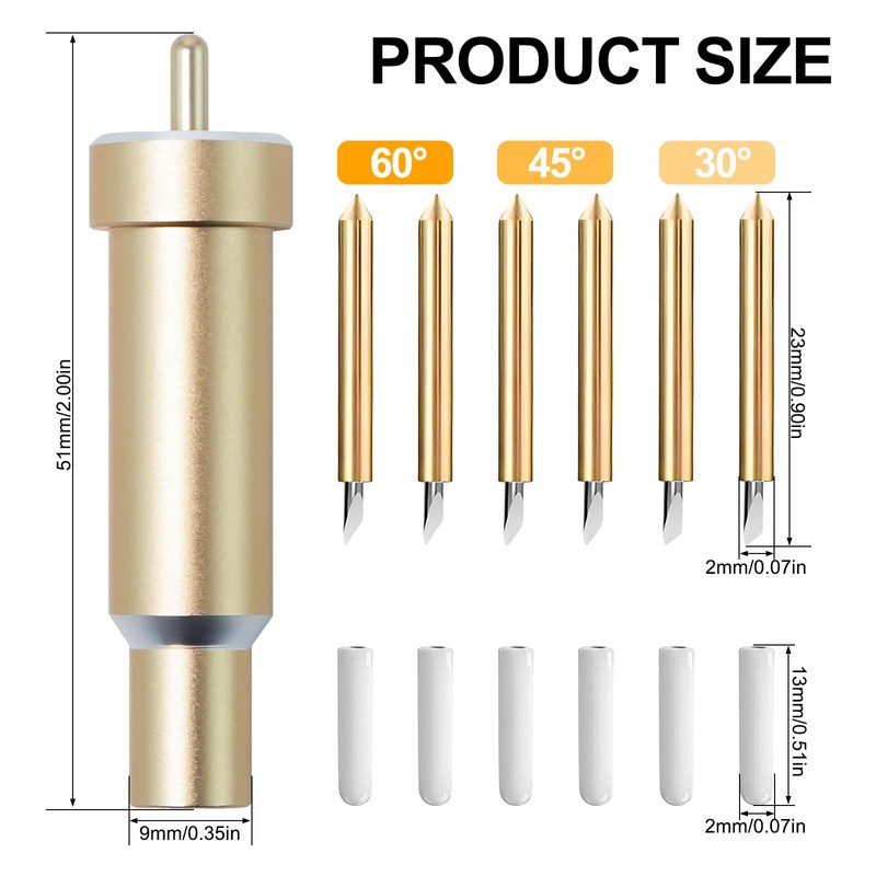 Keboyoe 6 Pcs Explore Deep Cut Blade With Housing 30°/45°/60°
