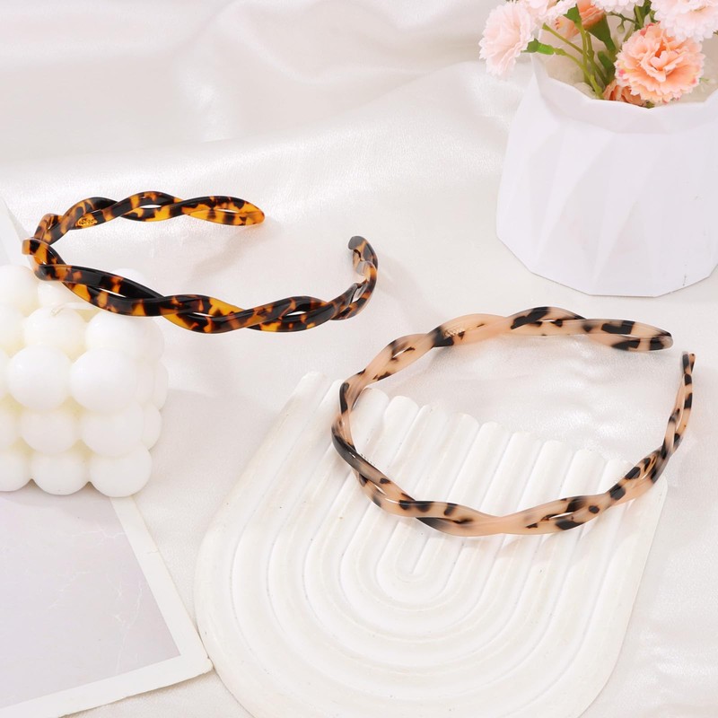 Tortoise Shell Twisted Headbands Hair Head Band for Women 2