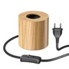 ledscom.de Hito Table Lamp, Switch, Real Wood (Rubber Tree), Round,