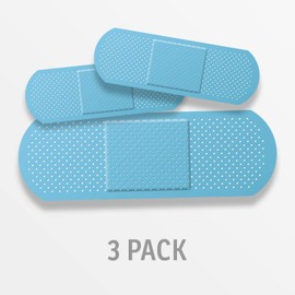 Bandage Band Aid Decal Sticker (3 Pack) 1-9 x 3 Inch and 2-5 x 1.67 Inch - Perfect Funny Coverup for Any Ouchy, Boo-Boo or Blimish (Baby Blue)