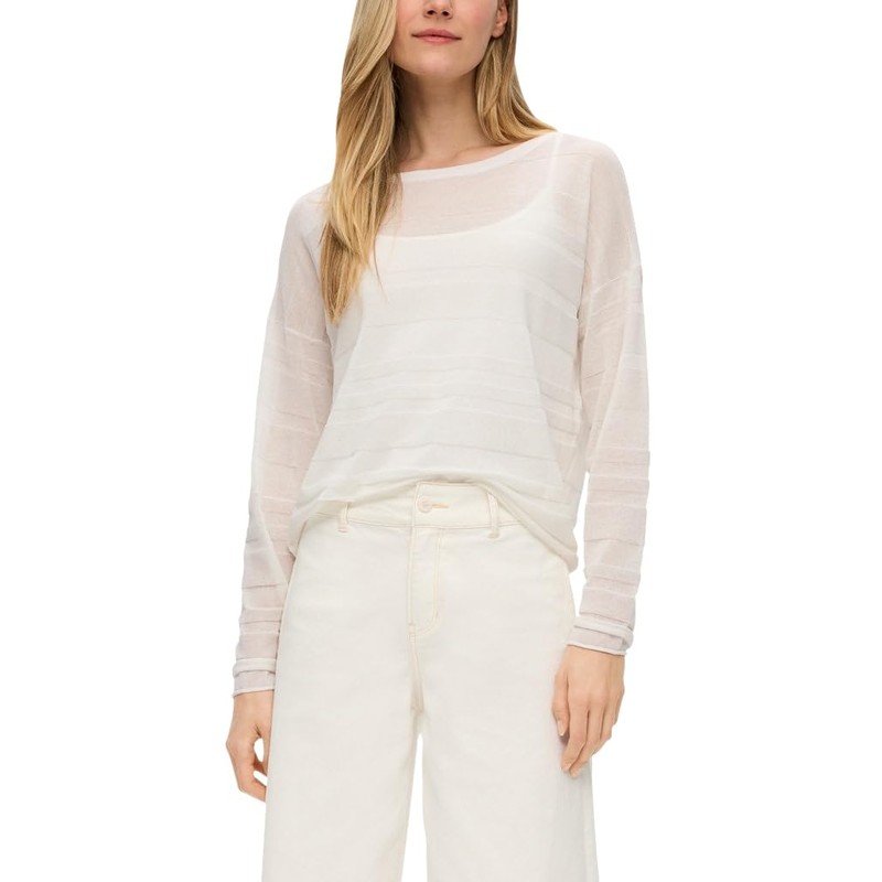 s.Oliver Women's 2144367 Pullover with Pattern Structure, Cream 0210