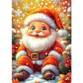 RICUVED Diamond Art Kits for Adults, Santa Claus Diamond Painting Kits for Beginners, Christmas DIY 5D Full Round Drill Gem Crystal Rhinestone Art and Craft Kit for Gift Home Wall Decor 30x40cm