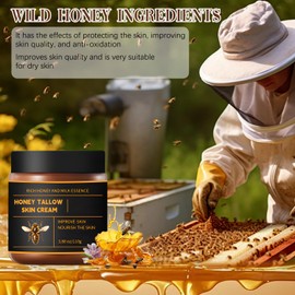 2Pcs Tallow Honey Balm, Tallow and Honey Balm for Face, Natural Organic Whipped Beef Tallows Face Moisturizer with Raw Honeys and Beeswax, Deep Nourishing